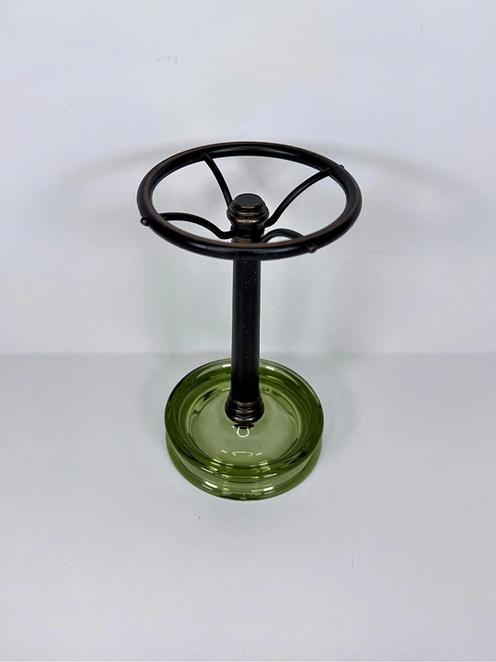 Other - Vintage Retro Metal & Green Glass Vanity Toothbrush Holder Bathroom Standing